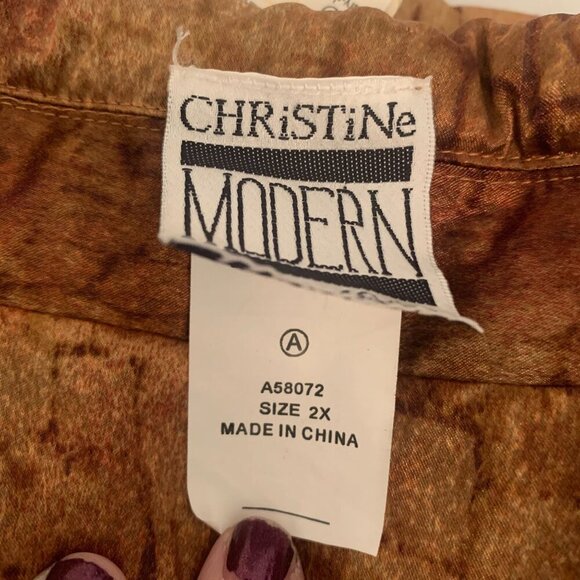 NWT Christine Thomson Modern Quilted Shirt Jacket Burgundy Plus Size 2X - Picture 7 of 7